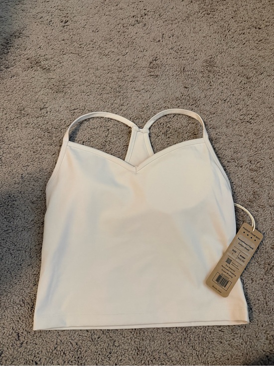 Acta Tops - ACTA Cream/White Cropped Tank Top with Built-In Shelf Bra
